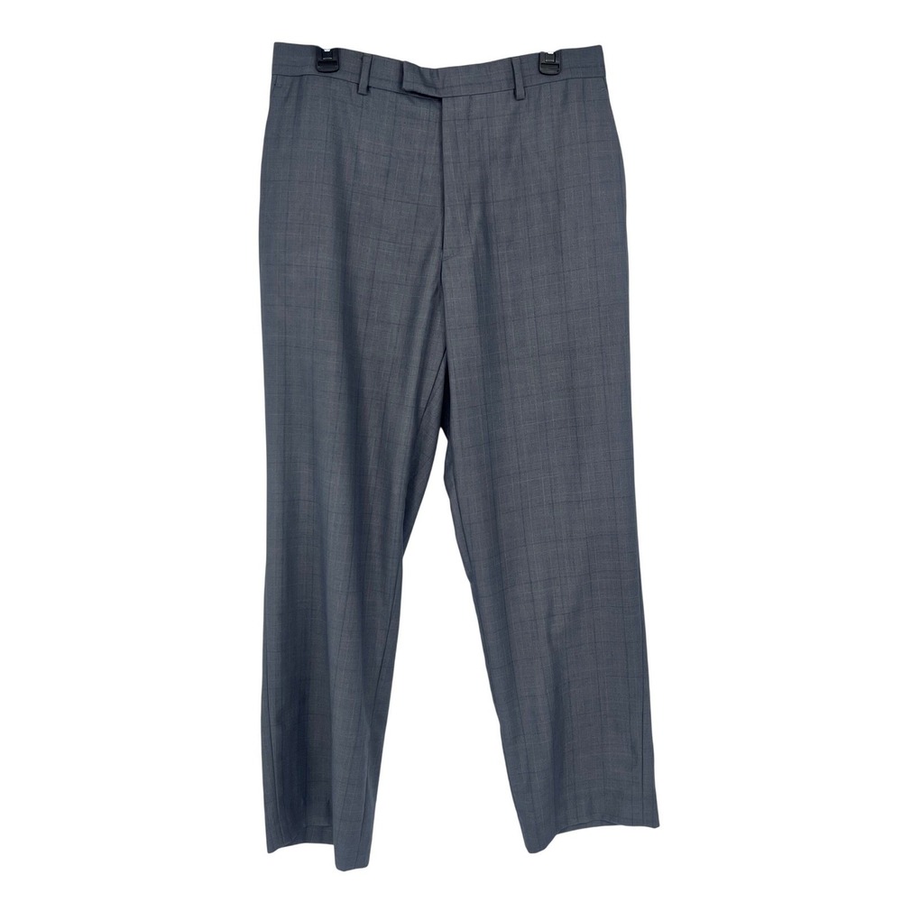 Perry Ellis Portfolio Dress Pants Mens 32x30 Blue Gray Glen Plaid Check Business